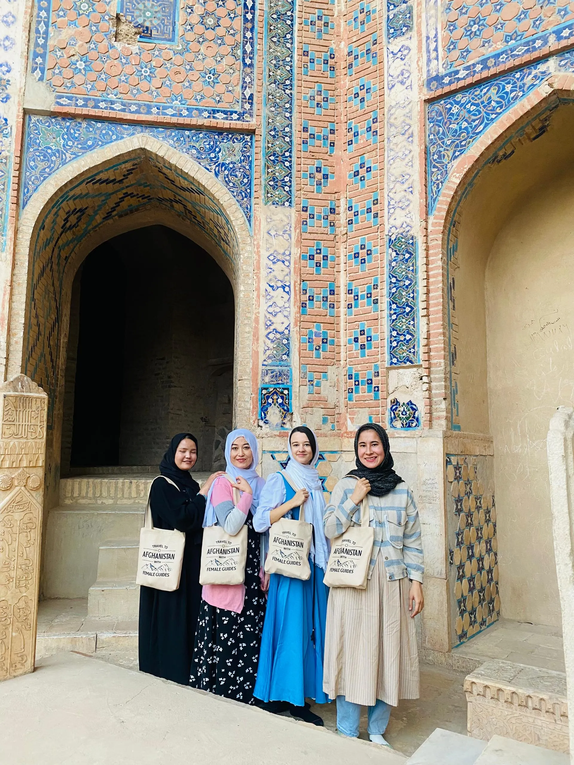 At the Shrine of Khaja Abdullah Ansari — a peaceful moment with our female traveler and female tour guides, experiencing the spiritual heart of Herat together