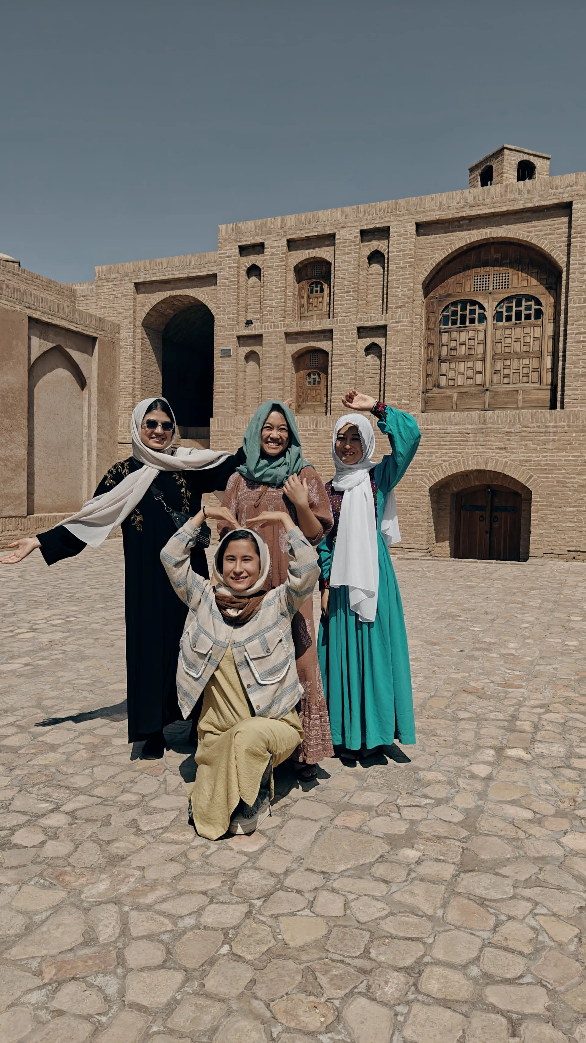 At the Citadel of Herat , a memorable moment with our female traveler and local female tour guides, discovering one of the city’s most iconic historical landmarks together